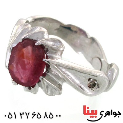 انگشتر یاقوت سرخ و الماس مردانه _کد:11553