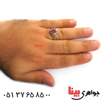 انگشتر یاقوت سرخ و الماس مردانه _کد:11553