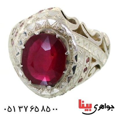 انگشتر یاقوت سرخ خون کبوتری مردانه با شکوه _کد:1660