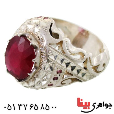 انگشتر یاقوت سرخ خون کبوتری مردانه با شکوه _کد:1660