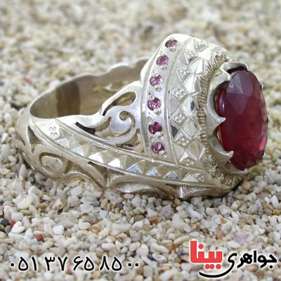 انگشتر یاقوت سرخ خون کبوتری مردانه با شکوه _کد:1660