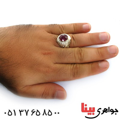 انگشتر یاقوت سرخ خون کبوتری مردانه با شکوه _کد:1660