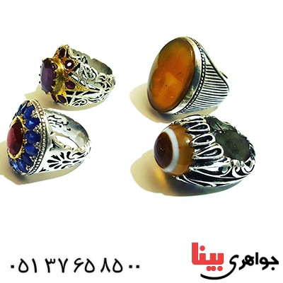 انگشتر چند جواهر عتیقه درشت فاخر 4 عدد پای هم زیر فی کارشناسی_کد:1666
