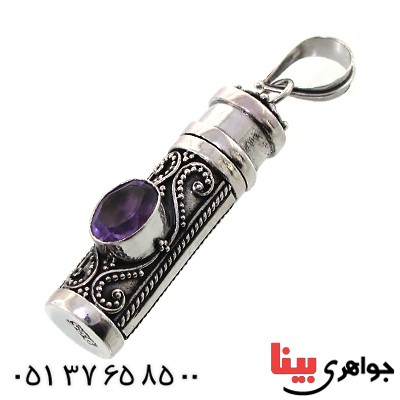 گردنبند آمتیست لوله حرز مخفی دست ساز