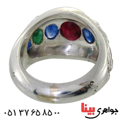 انگشتر چند جواهر عالی یاقوت و زمرد مردانه ارزشمند _کد:1672