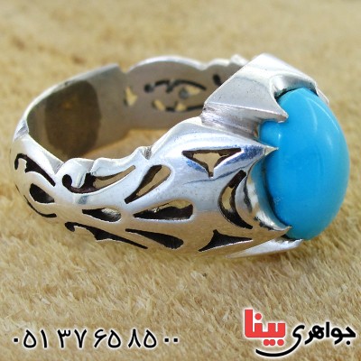 انگشتر فیروزه نیشابوری عجمی ناب مردانه شیک _کد:1674