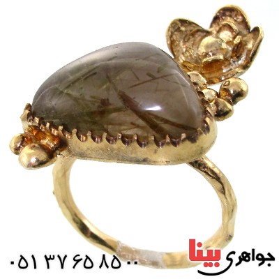 انگشتر دُر مویی زنانه درشت طرح زیر خاکی