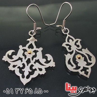 گوشواره نقره و طلا زنانه اسلیمی طرح زیر خاکی