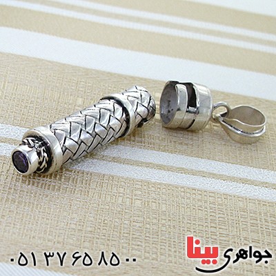 گردنبند آمتیست لوله حرز مخفی دست ساز