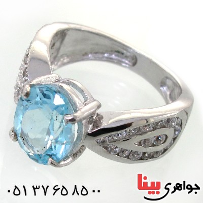 انگشتر توپاز زنانه رودیوم لوکس مدل آرمیدخت