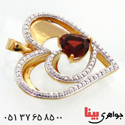 گردنبند یاقوت گارنت تاپ و الماس زنانه مانی مدل قلب _کد:11678