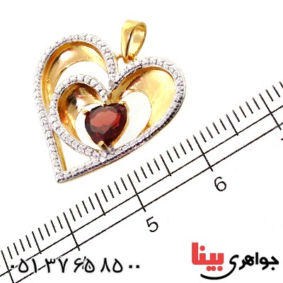 گردنبند یاقوت گارنت تاپ و الماس زنانه مانی مدل قلب _کد:11678