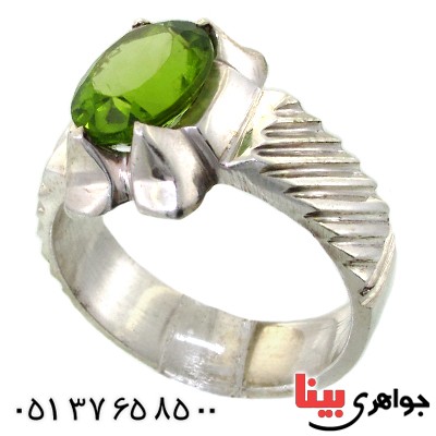 انگشتر زبرجد درشت مردانه شیار دار
