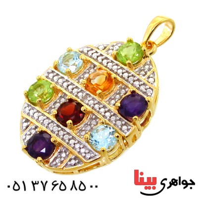 گردنبند چند جواهر  زنانه با زنجیر مانی