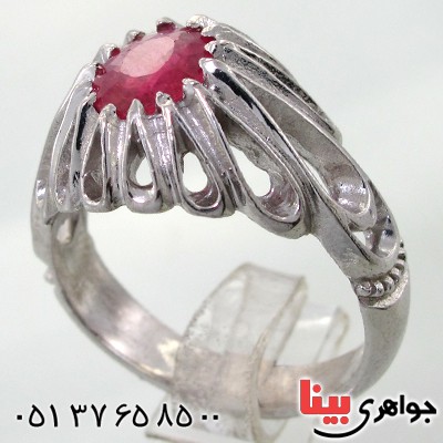 انگشتر یاقوت سرخ اسلیمی دور اشکی