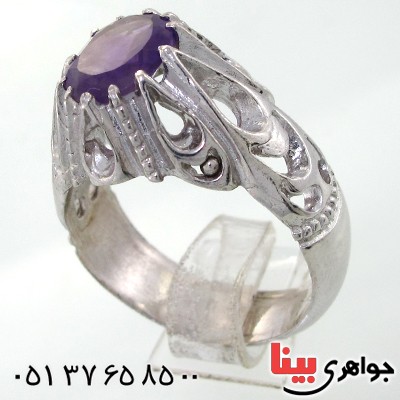 انگشتر آمتیست اسلیمی مدل دور اشکی
