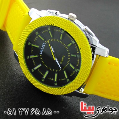 زیورآلات کادویی ساعت اسپرت برند lacoste رنگ زرد